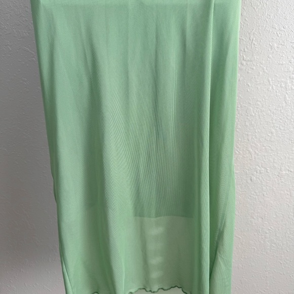 See You Monday green mesh ruched halter maxi bodycon dress M - Picture 8 of 10